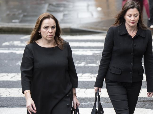 SYDNEY, AUSTRALIA - NewsWire Photos -Wednesday, 14 August 2024: Rebecca Farrell (L) and and whistleblower Amelia Berczelly (R) pictured walking to Federal Court in Sydney. Picture: NewsWire / Monique Harmer