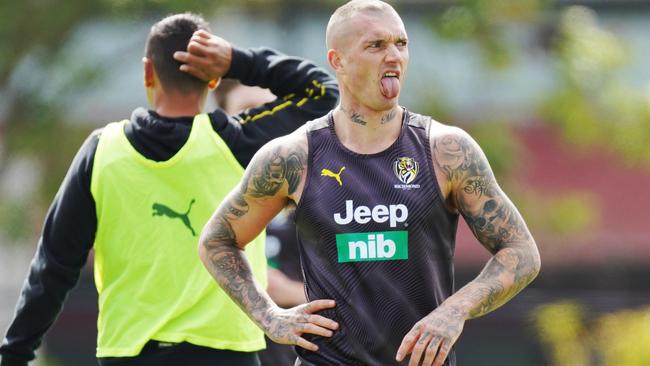 Dustin Martin returns to the track for pre-season training.