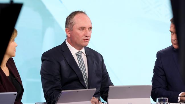 Barnaby Joyce on set at Channel 7 during their election coverage. Picture by Damian Shaw