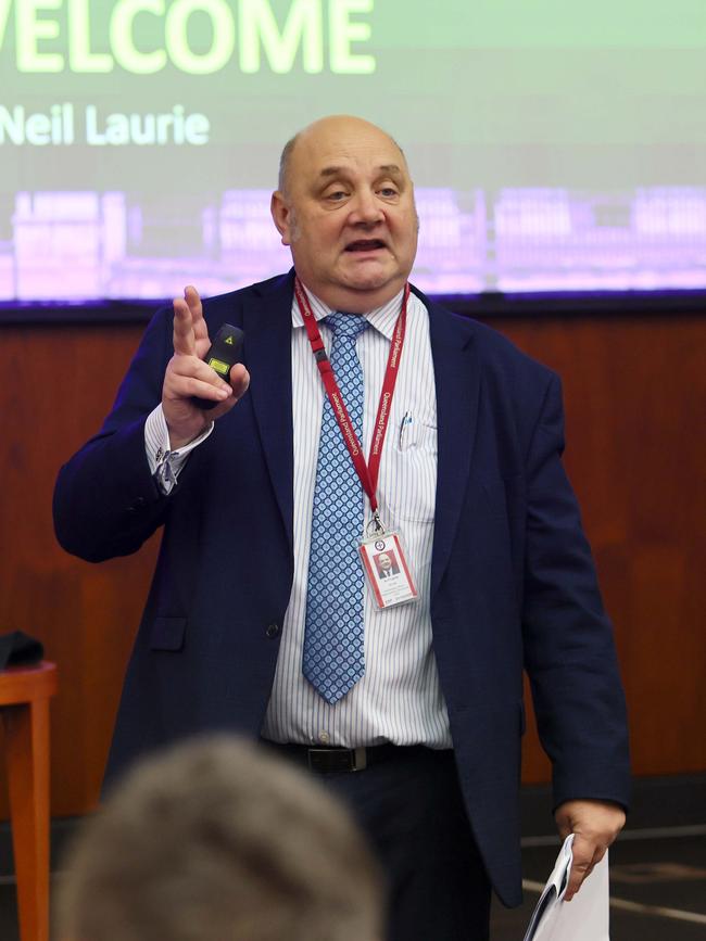 Neil Laurie, the clerk of the Queensland parliament, addresses newly elected MPs last month. Picture: Tertius Pickard