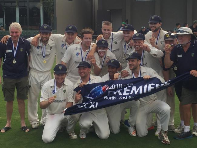 Plenty Valley celebrates its VSDCA North-East group premiership. Picture: Geordie Cowan