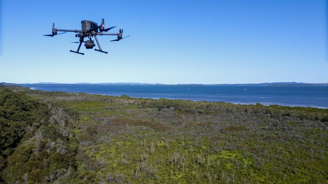 A koala-detecting aerial drone over North Stradbroke Island