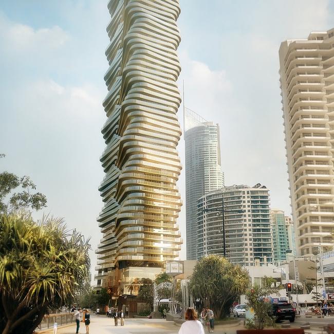 AN artist's impression of the 88-level apartment tower to be built by China-based conglomerate Forise Holdings in Surfers Paradise.