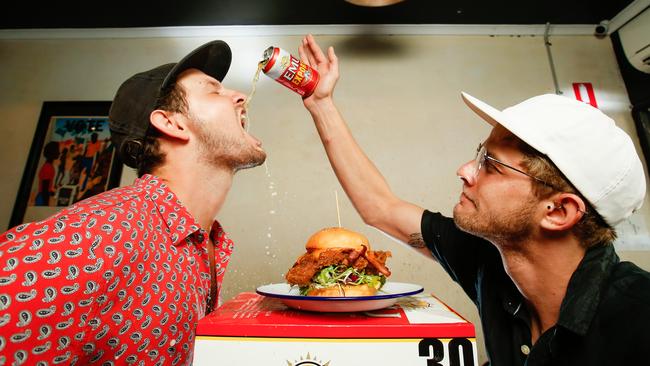 Alex (L) and Edward James of Good Thanks in 2020 cracracked the national top 20 burger joints in Australia. Picture GLENN CAMPBELL