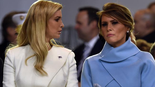 Melania Trump and Ivanka Trump during the presidential inaugural parade in January 2017. Picture: AFP.