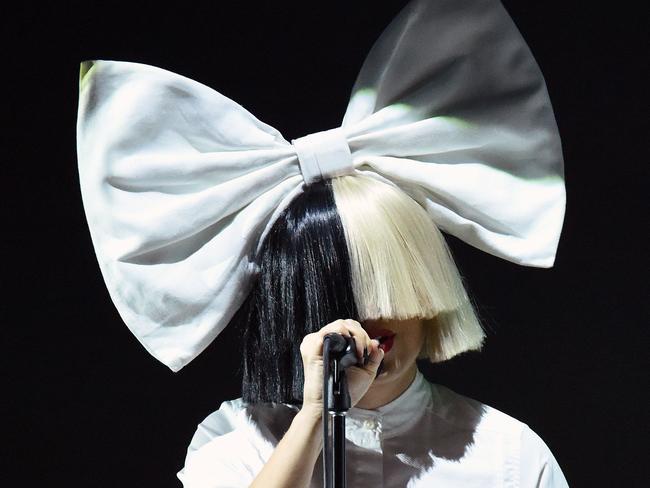 Singer Sia performs with her wig on stage and in her music videos. Picture: AFP