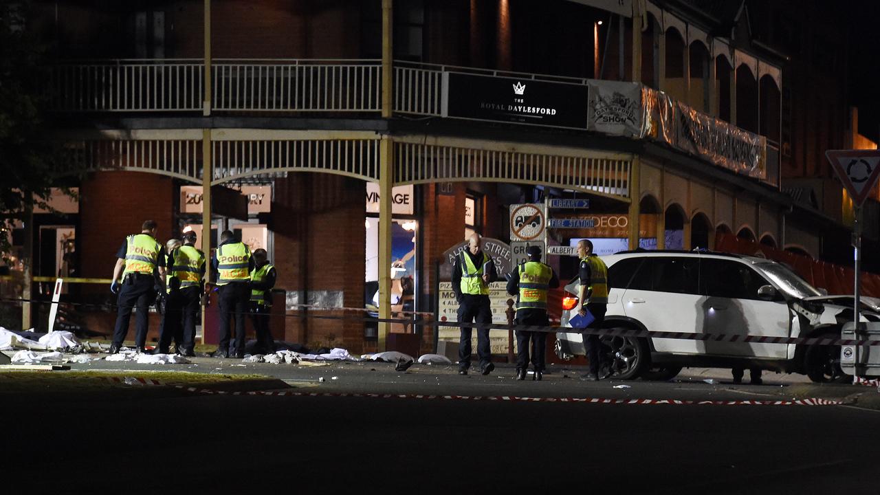 Air Ambulance Victoria sent four rescue helicopters to the scene to fly injured patients to hospitals. Picture: NCA NewsWire / Josie Hayden