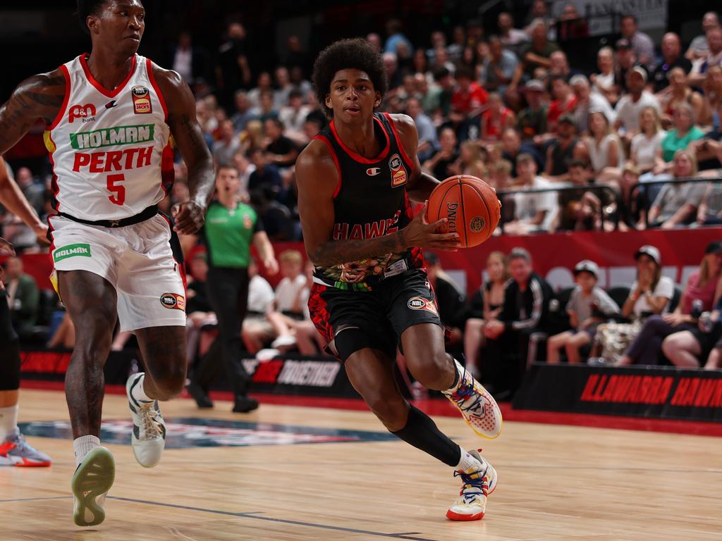 AJ Johnson on the dribble against the Wildcats. Picture: Mike Owen/Getty Images