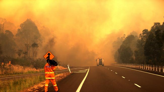 The fire ripped through Rainbow Flat on the mid north coast. Picture by Peter Lorimer.