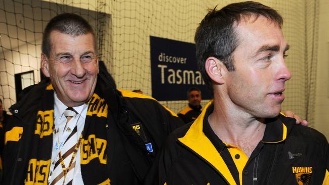 Hawk president Jeff Kennett and coach Alistair Clarkson.