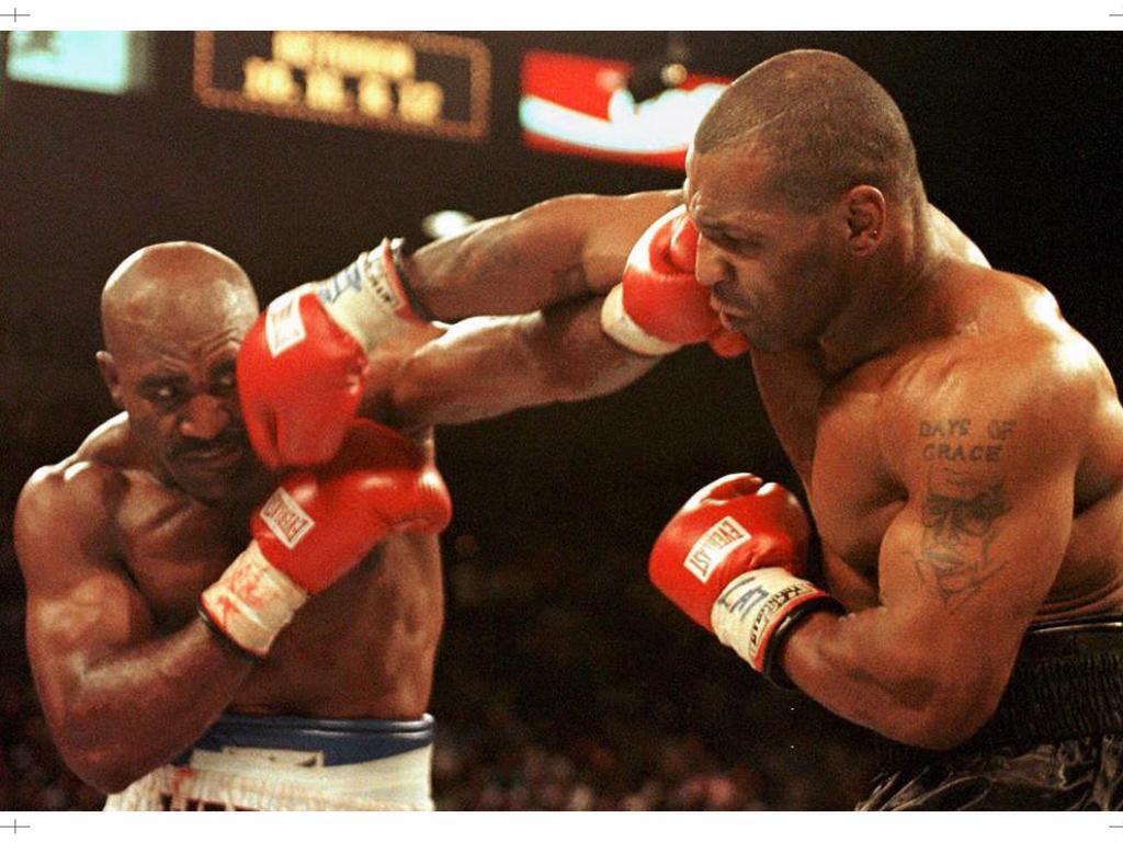 WBA heavyweight champion Evander Holyfield and challenger Mike Tyson.