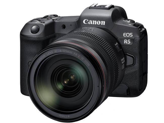 Canon EOS R5 BK Front Slant Left RF 24-105mm F4LISUSM