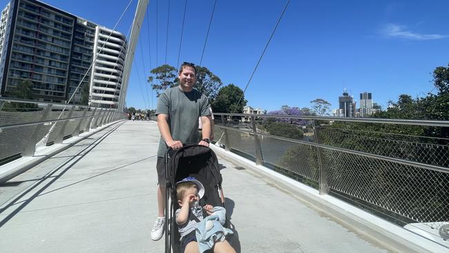 Aaron Miller of Merrylands with his son Liam, 20 months.