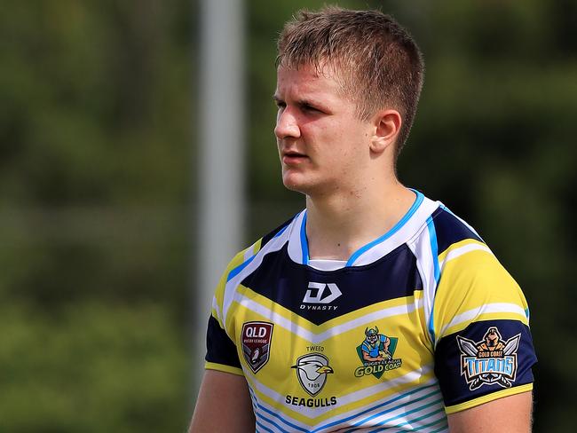 March 20 2021, Pizzy Park, Miami, Gold Coast, Queensland, Tweed Heads Matthew Barrow in action during the Queensland Rugby League Cyril Connell Challenge clash between the Burleigh Bears V Tweed Heads Seagulls played at Pizzy Park, Miami, Picture: Scott Powick Newscorp