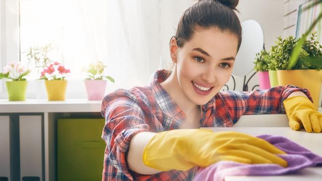 Housework: this model makes it look fun. It isn’t. Picture: News Regional Media