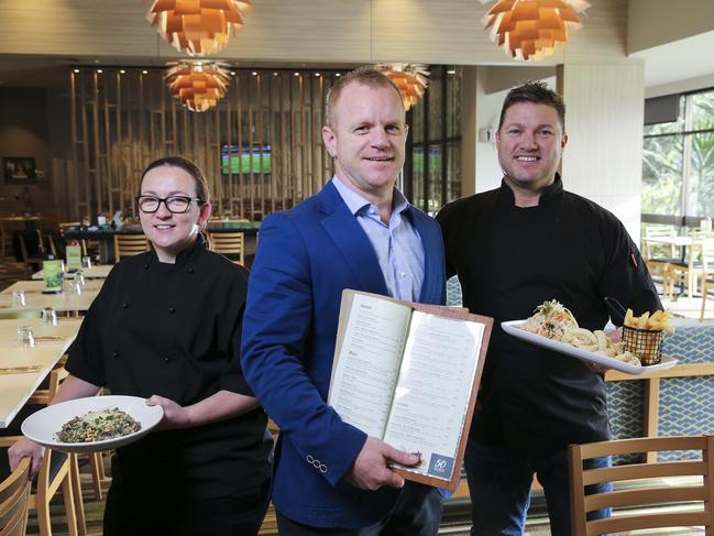 RSL general manager Glenn Sanders with chefs Anna Higgins and Felipe Rios.