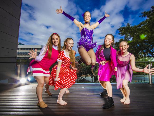 Behind the scenes at Creative Generation Rockeisteddford 2022. Creative Generation 2022 featured dancers Emma McDonald (Ormeau Woods SHS), Kyla Lambert (Ormeau Woods SHS), Hannah McIntyre (Ormeau Woods SHS), Olivia Li Maybanks (Brisbane SHS) and Morgan McAleer (Harristown SHS). Picture: Nigel Hallett