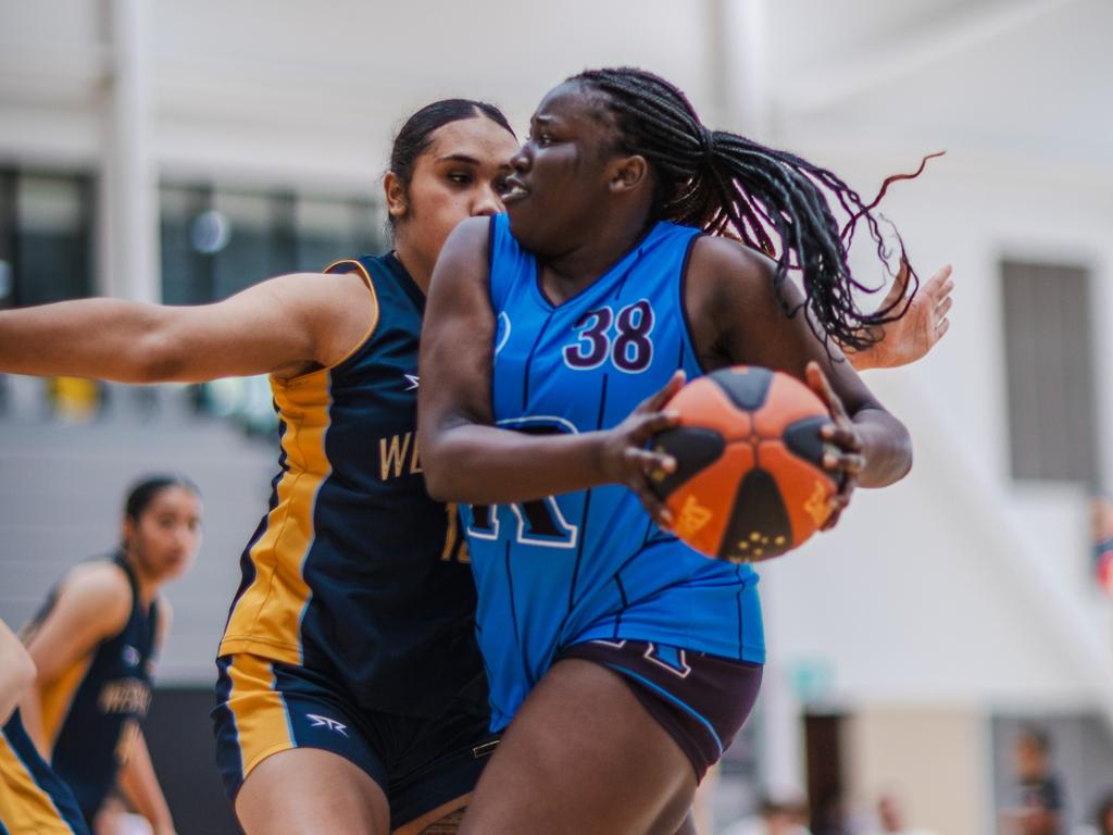 Rowville player Manuela Puoch during the Championship women final at the Basketball Australia Schools Championships. Picture: Taylor Earnshaw