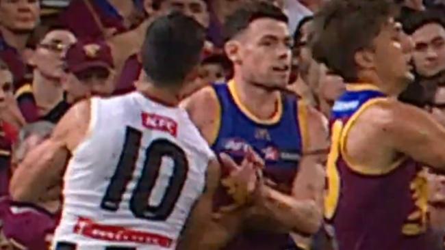 Scott Pendlebury could be in hot water for this hit on Lachie Neale.