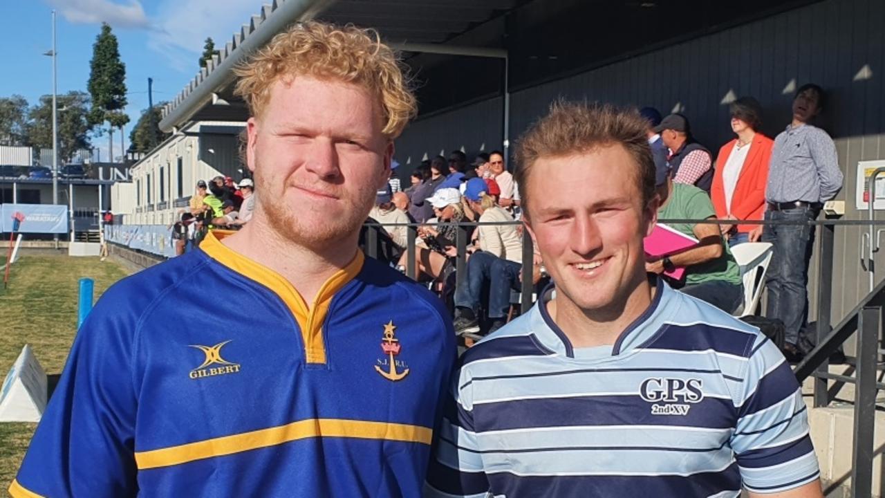 Young rugby players Jamie Clark and Jack Bowen.