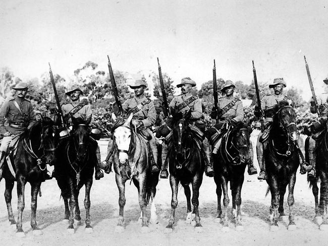 Harry “Breaker” (third from left) was a skilled horseman, who honed his skills droving cattle and breaking in horses in Australia.