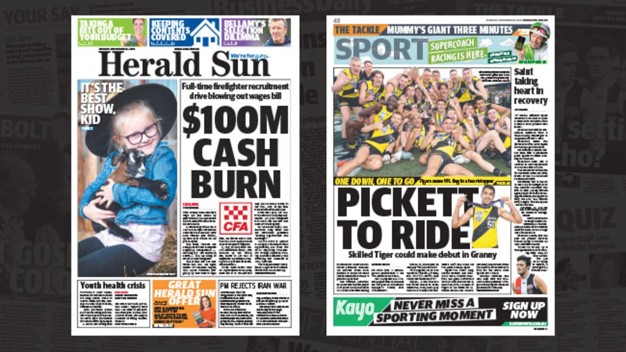 Herald Sun Front Page News Herald Sun