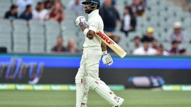 Indian captain Virat Kohli after he was dismissed late in the day's play on Saturday.