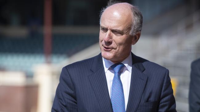 Senator Eric Abetz at the opening of the new North Hobart Oval redevelopment. Picture: LUKE BOWDEN