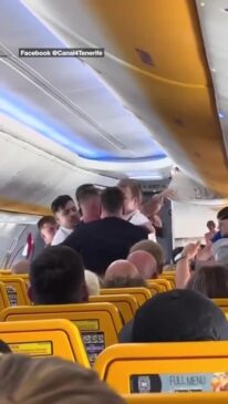 Wild moment passenger slaps flight attendant