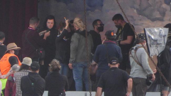 Director Taika Waititi (left) with Matt Damon shooting at Thor at Little Bay in Sydney’s east. Pictures John Grainger