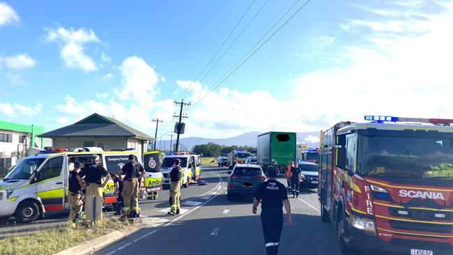 Two patients with life-threatening injuries were transported to Cairns Base Hospital following a serious vehicle and train collision. Picture: Queensland Ambulance Service