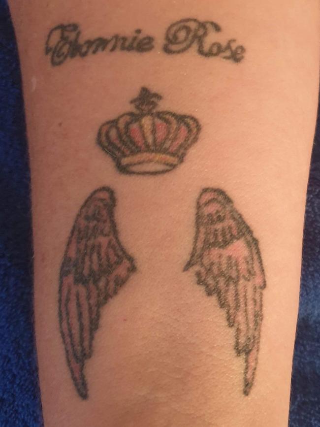 Annette Smith's tattoo in honour of her daughter Ebonnie. Picture: Supplied