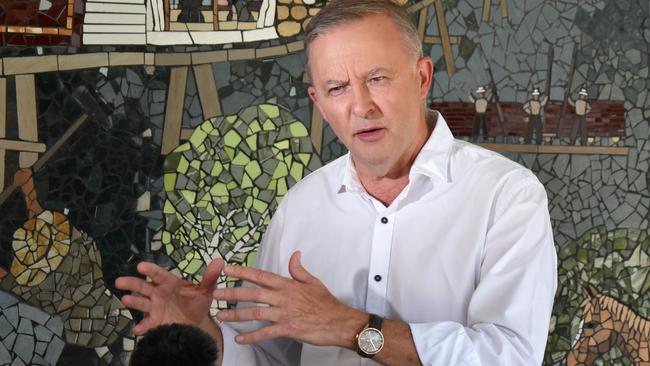 Anthony Albanese spreads the message of Labor’s love for the Great Barrier Reef during his visit to Ingham, in the federal seat of Kennedy. Picture: Cameron Bates