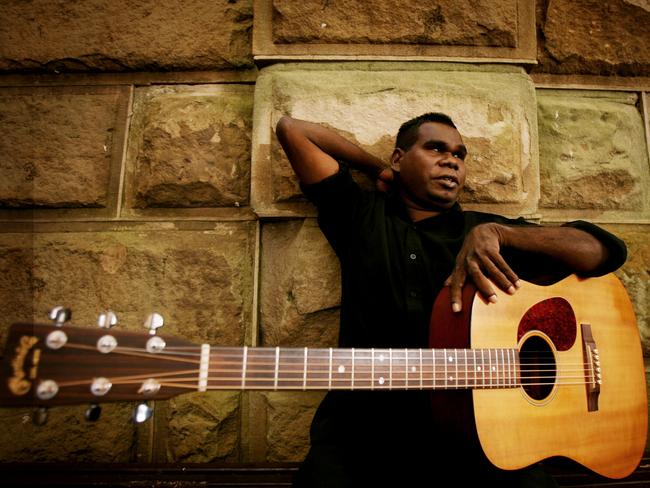 Blind Aboriginal singer songwriter Geoffrey Gurrumul-Yunupingu, who has launched a new album, in Sydney. Pic. Sam Mooy Pic. Mooy Sam