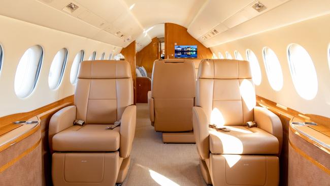 A flight from Brisbane to Melbourne on the Falcon 7x will cost about $67,000