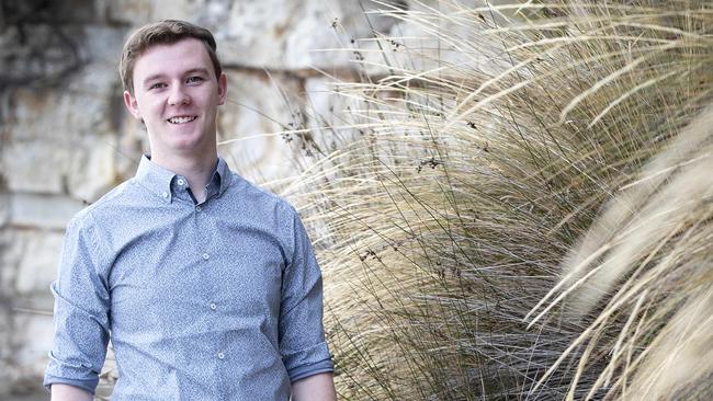 2021 Tasmanian Young Australian Of The Year Toby Thorpe at home on Kingston Beach. Picture: CHRIS KIDD