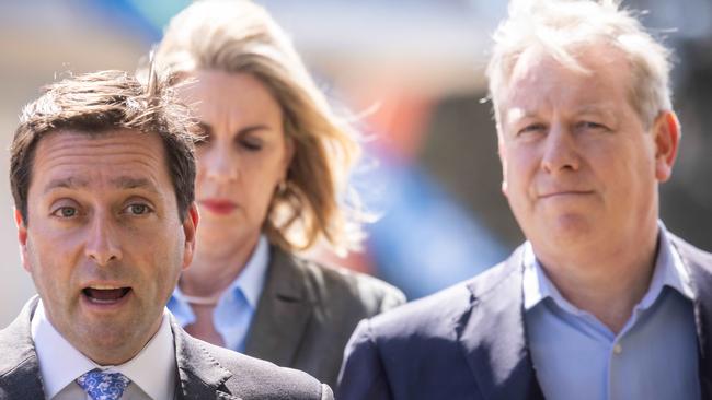 Opposition Leader Matthew Guy with leader of the opposition in the upper house David Davis. Picture: Sarah Matray