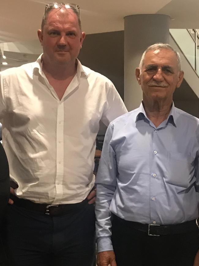 Barry Manners, left, and Roel Botani, who was an engineer in Iraq when Saddam Hussein took a planeload of passengers hostage during the invasion of Kuwait in 1990.