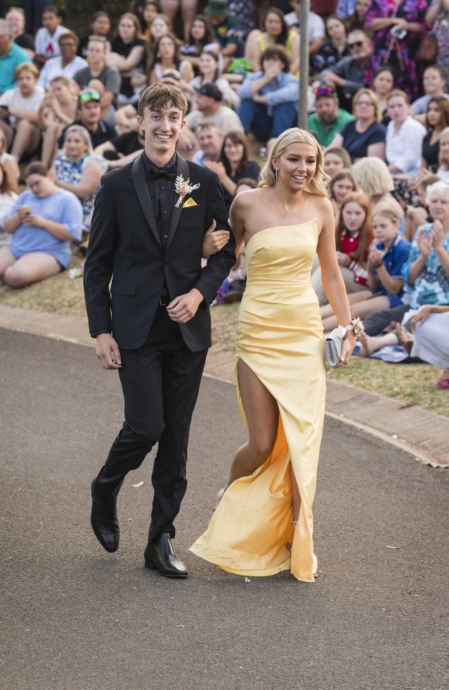 Rylee Weier and Kaitlyn Talbot at Harristown State High School formal at Highfields Cultural Centre, Friday, November 17, 2023. Picture: Kevin Farmer