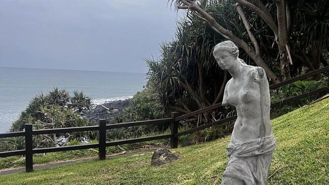 Statues installed at Burleigh Heads by art group Mon Abri across the Gold Coast. Photo: Mon Abri