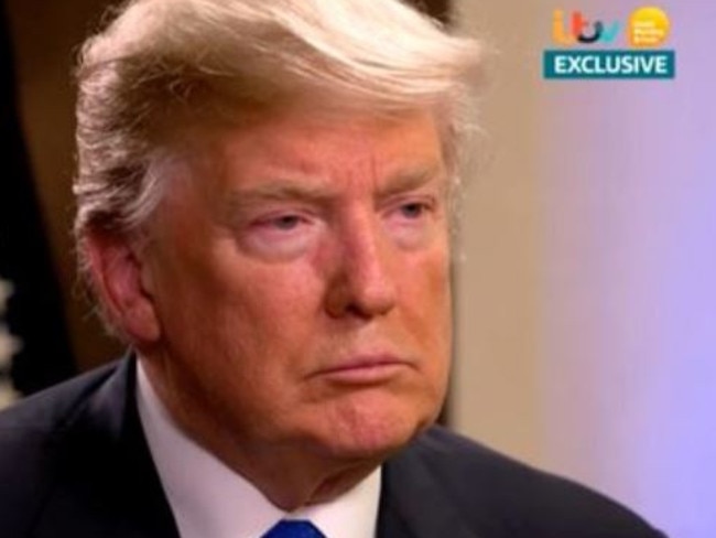 US President Donald Trump during his interview with TV host and media personality Piers Morgan. Picture: Screengrab/ITV