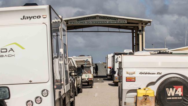 Quarantine officials at the WA border.