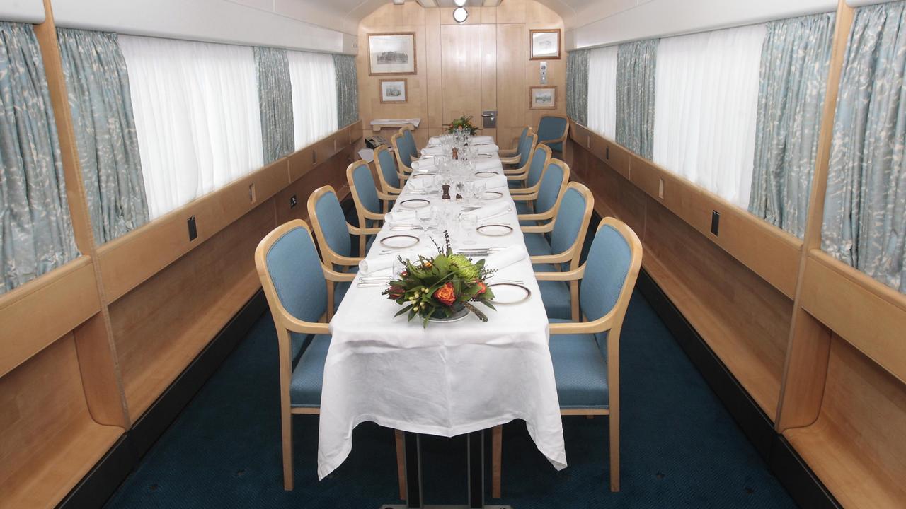 Inside the dining room aboard the biofuel powered Royal Train. Picture: Danny Lawson/PA Wire