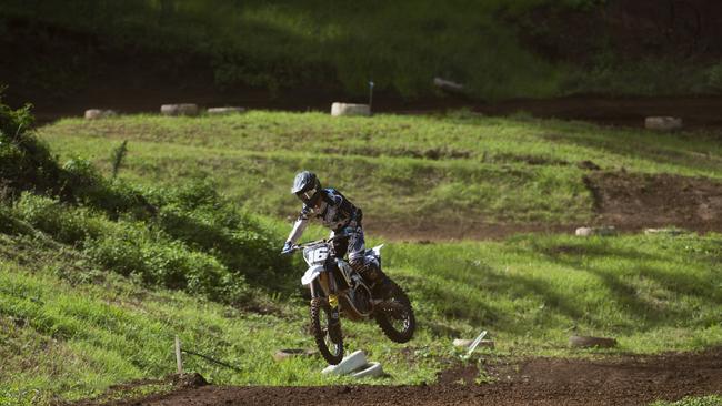 Toowoomba rider Kaleb Barham in action on home soil at Echo Valley. Picture: Kevin Farmer