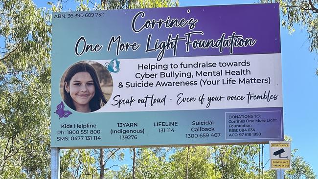 Corrine’s family gather at the instillation of the first foundation sign in her memory. Picture: Supplied.