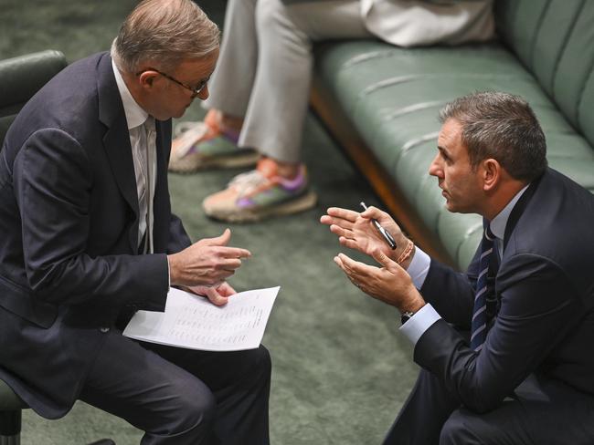 CANBERRA, AUSTRALIA, NewsWire Photos. OCTOBER 19, 2023: The Prime Minister, Anthony Albanese and Federal Treasurer Jim Chalmers during Question Time at Parliament House in Canberra. Picture: NCA NewsWire / Martin Ollman