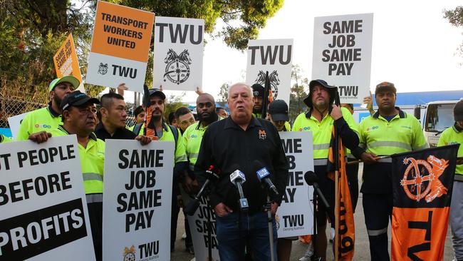 TWU Sydney workers on strike over pay and staffing conditions in February last year. Picture: NCA NewsWire / Gaye Gerard