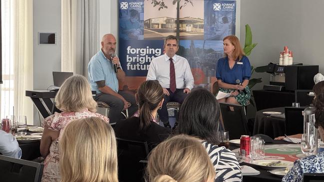 Conus Business Consultancy Services partner Pete Faulkner, Brisbane based economist Gene Tunny and Advance Cairns chief executive Jacinta Reddan discuss the Far North's economic markers ahead of the 2025 federal election. Picture: Arun Singh Mann