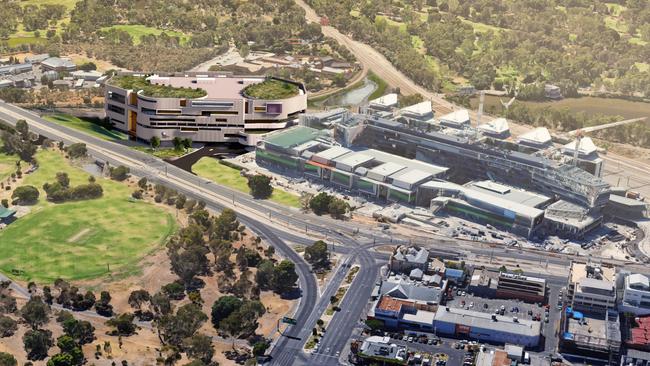 Artist impression showing the new Women's and Children's Hospital, left, beside the RAH.