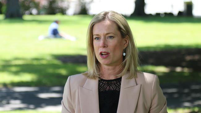 Labor leader Rebecca White speak to the media on parliament Lawns on Tuesday, November 22, 2022.